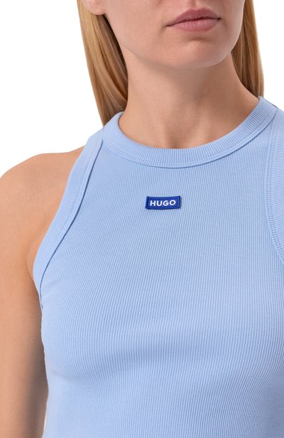 Хлопковая майка HUGO BLUE голубого цвета по цене 5475 руб., арт. 50511450, фото 5 Хлопковая майка HUGO BLUE, арт. 50511450, фото 5