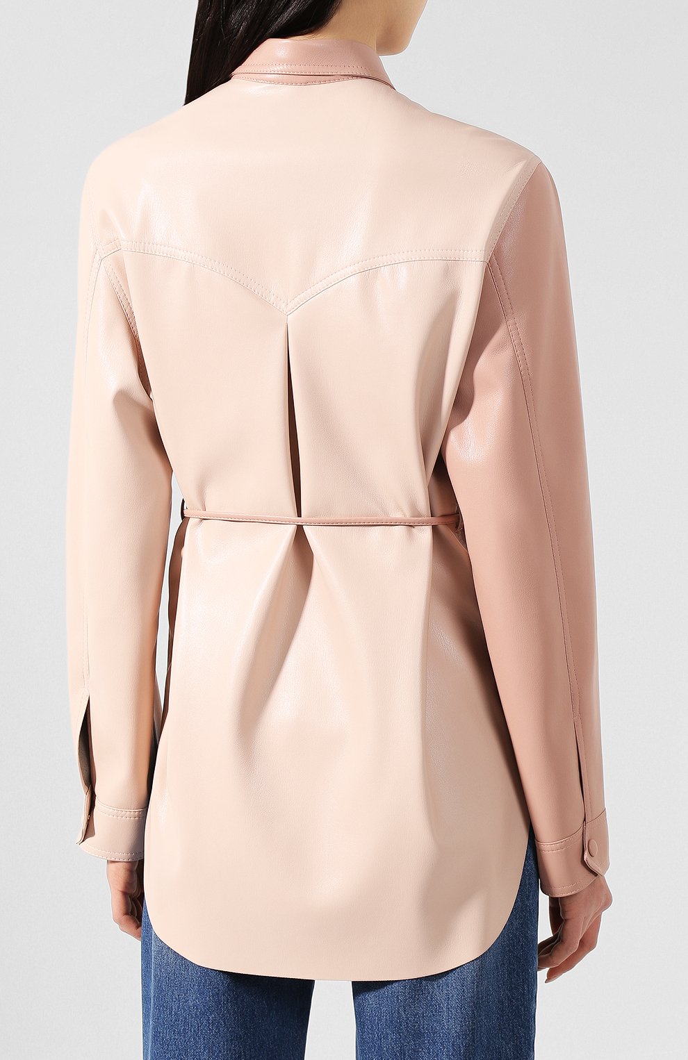 Рубашка с поясом NANUSHKA, арт. EDDY_BLUSH PATCHW0RK_VEGAN LEATHER, фото 4