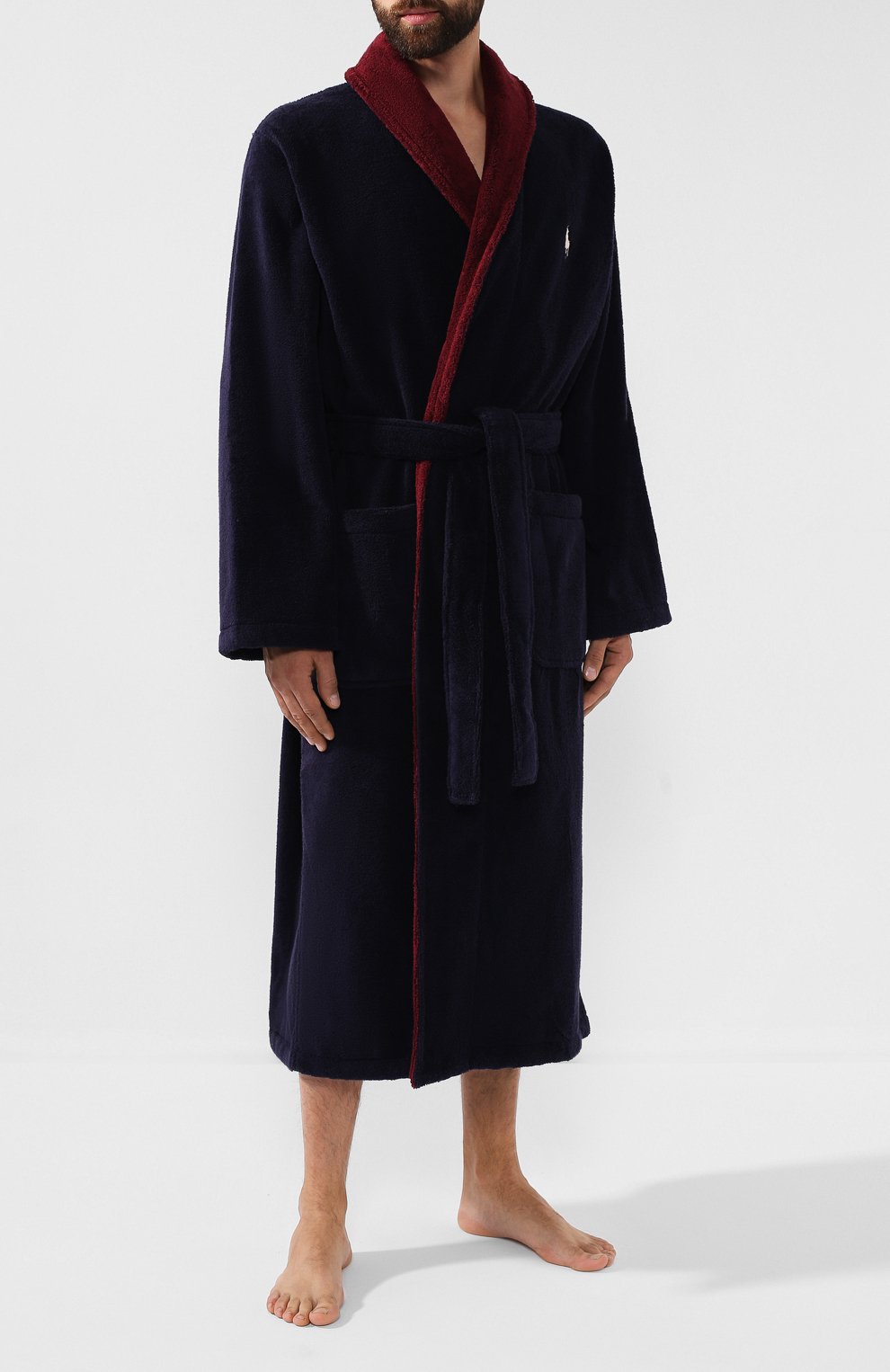 Хлопковый халат POLO RALPH LAUREN темно-синего цвета по цене 18950 руб., арт. 714753012, фото 2 Хлопковый халат POLO RALPH LAUREN, арт. 714753012, фото 2