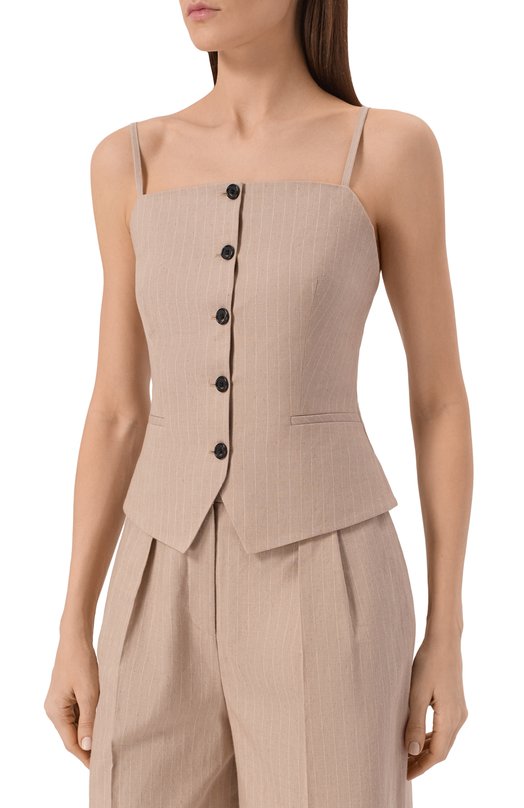 Топ из хлопка и льна HUGO 50560007 Бежевый  50560007 Фото 3