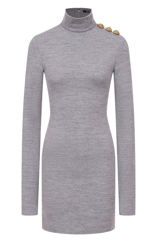 Платье из шерсти и хлопка Balmain FF0R8895/JL17 Серый FF0R8895/JL17