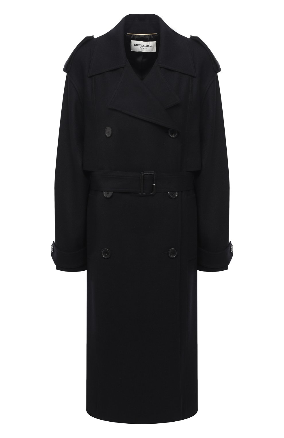 Шерстяное пальто SAINT LAURENT черного цвета по цене 377000 руб., арт. 630496/Y136V, фото 1 Шерстяное пальто SAINT LAURENT, арт. 630496/Y136V, фото 1