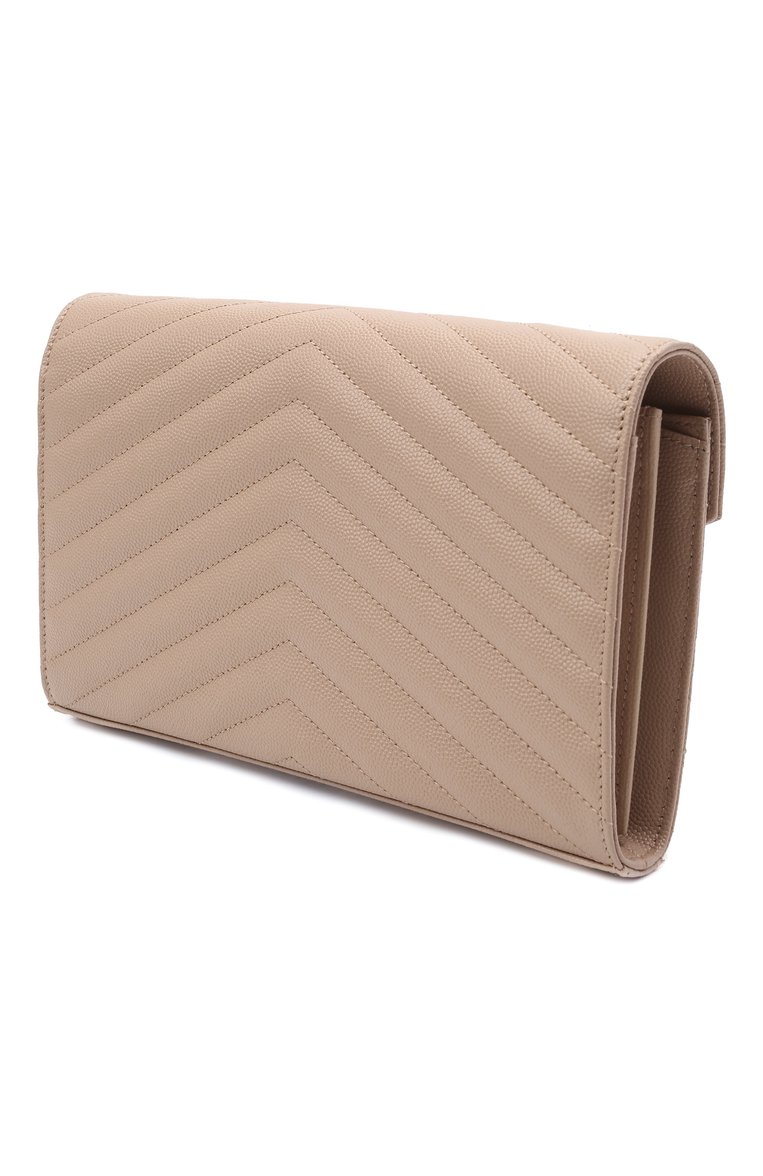 Женская сумка monogram envelope SAINT LAURENT темно-бежевого цвета, арт. 377828/B0W01 | Фото 3 (Материал: Натуральная кожа; Размер: small; Сумки-технические: Сумки через плечо; Ремень/цепочка: С цепочкой, На ремешке; Женское Кросс-КТ: Вечерняя сумка; Автоматизация ТО: Проставлено; Автоматизация состава: Проставлено)