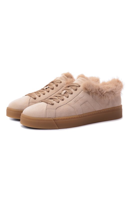 Замшевые кеды Santoni WBGG61436FARP0SV Бежевый WBGG61436FARP0SV