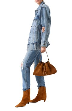 Женская сумка cinch medium JIMMY CHOO коричневого цвета, арт. B0N B0N BCKT E/W/SUE | Фото 7 (Драгоценные камни: Проставлено; Материал сплава: Проставлено; Размер: medium; Материал: Натуральная кожа, Натуральная замша; Ремень/цепочка: На ремешке)