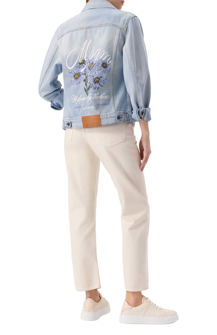 Женская джинсовая куртка MSGM светло-голубого цвета, арт. 3841MDH231L/257271 | Фото 2 (Материал внешний: Хлопок, Деним; Длина (верхняя одежда): Короткие; Рукава: Длинные; Стили: Кэжуэл; Кросс-КТ: Деним, Куртка, Легкие; Автоматизация состава: Проставлено; Автоматизация ТО: Проставлено)