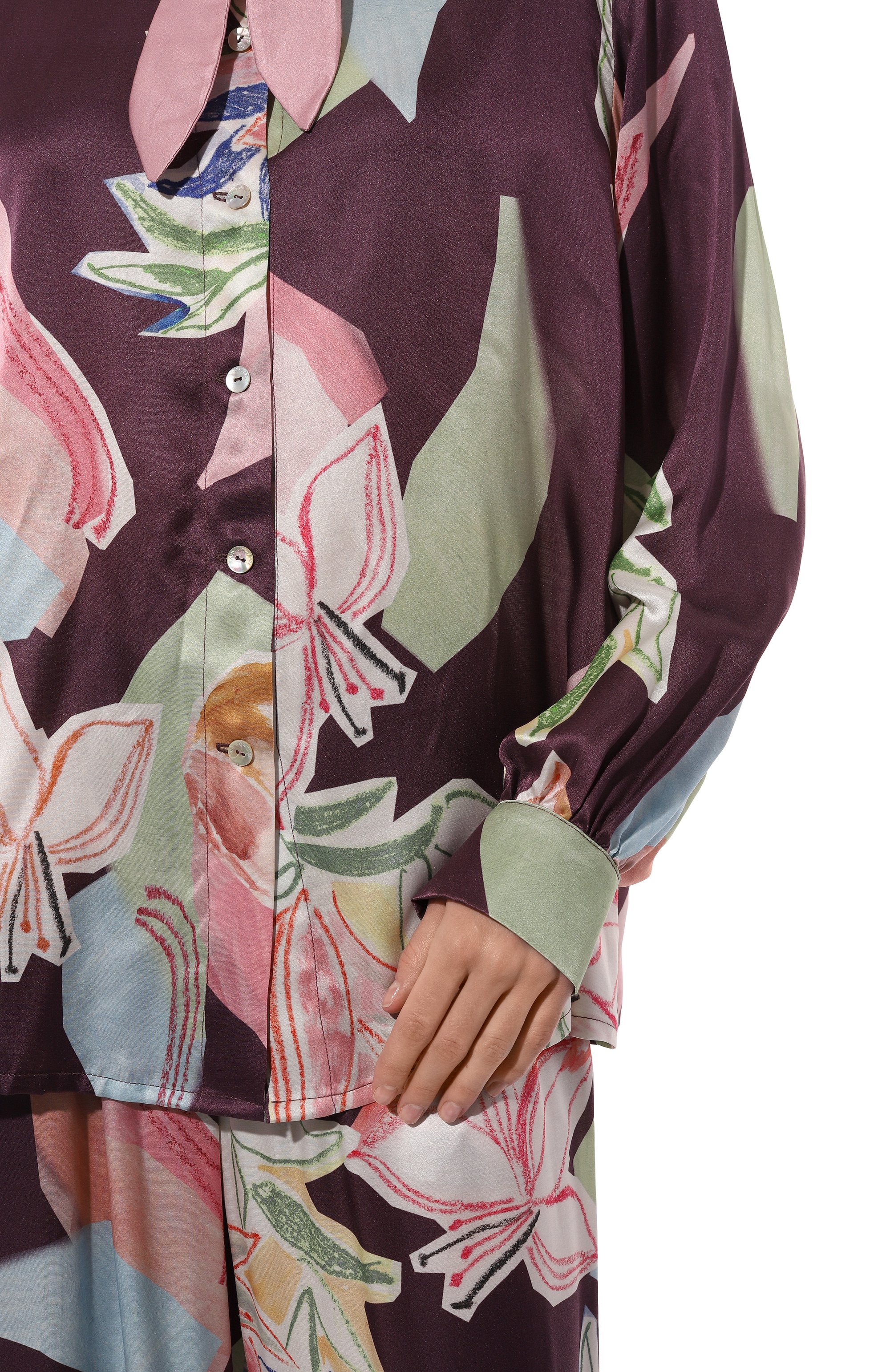 Пижама из хлопка и шелка ANY WOWZERS фиолетового цвета по цене 45000 руб., арт. BOWIE02P-LILPL, фото 7 Пижама из хлопка и шелка ANY WOWZERS, арт. BOWIE02P-LILPL, фото 7