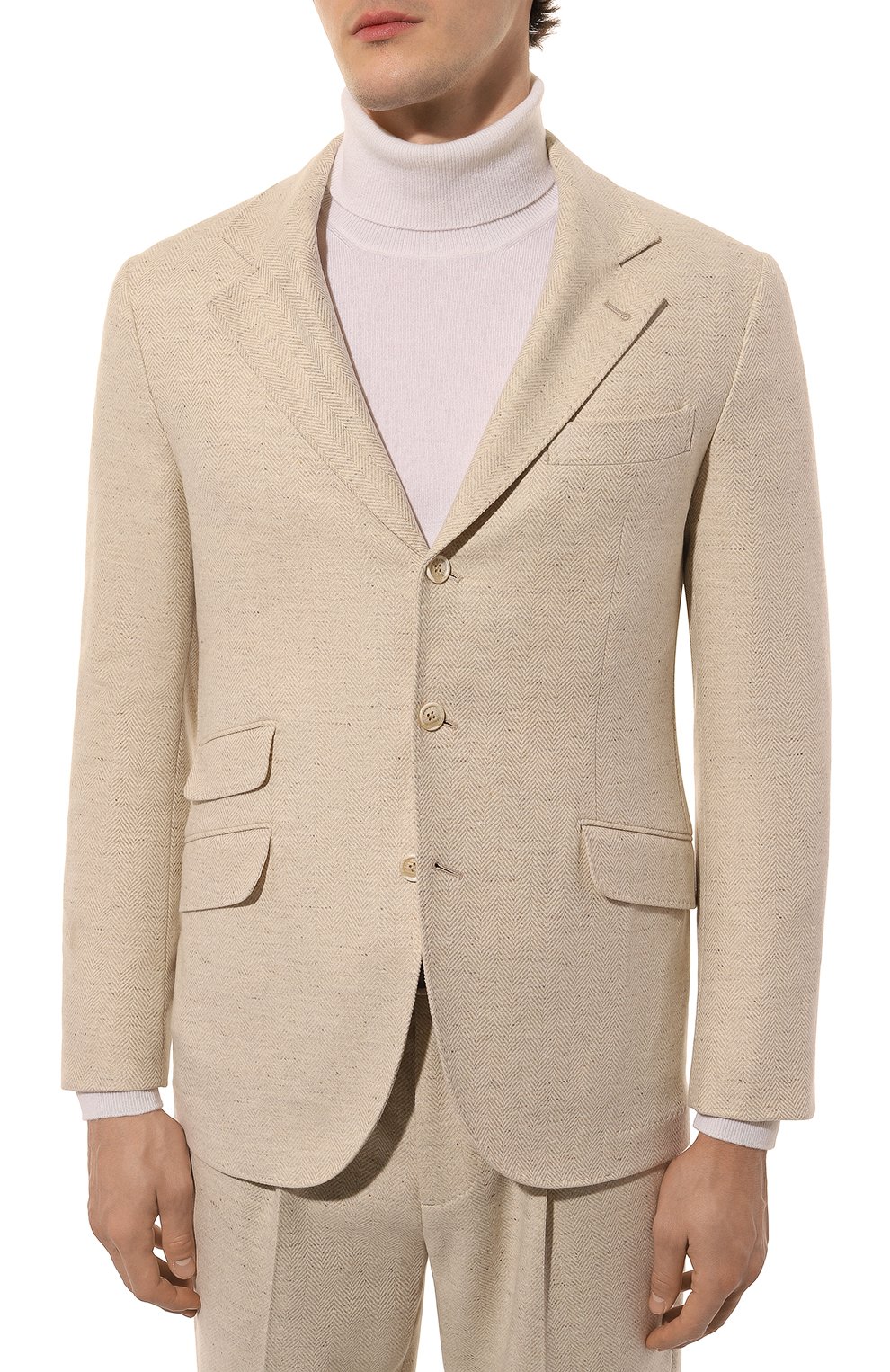 Шерстяной костюм BRUNELLO CUCINELLI светло-бежевого цвета по цене 721000 руб., арт. MY451LDWH, фото 4 Шерстяной костюм BRUNELLO CUCINELLI, арт. MY451LDWH, фото 4