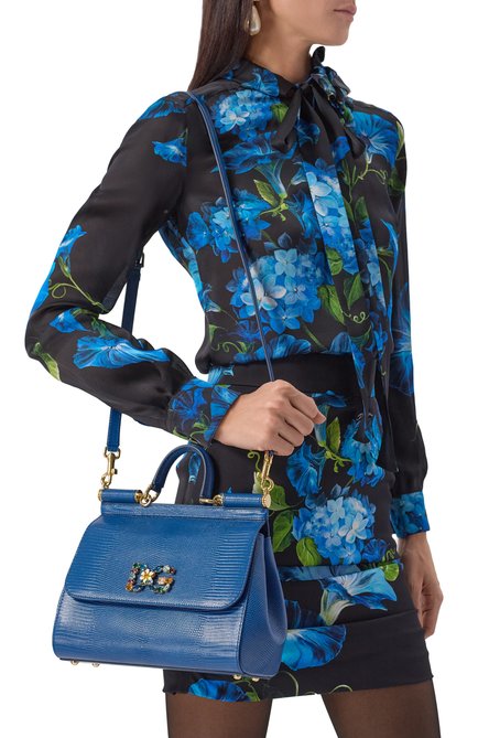 Женская сумка sicily medium DOLCE & GABBANA синего цвета, арт. BB6002/AI742 | Фото 2 (Статус проверки: Проверена категория, Проверено; Размер: medium; Материал: Натуральная кожа; Ремень/цепочка: На ремешке; Сумки-технические: Сумки через плечо, Сумки top-handle)
