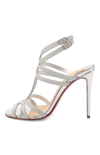 Босоножки renee 100 CHRISTIAN LOUBOUTIN серебряного цвета по цене 62950 руб., арт. renee 100 glitter mini/sp, фото 2 Босоножки renee 100 CHRISTIAN LOUBOUTIN, арт. renee 100 glitter mini/sp, фото 2