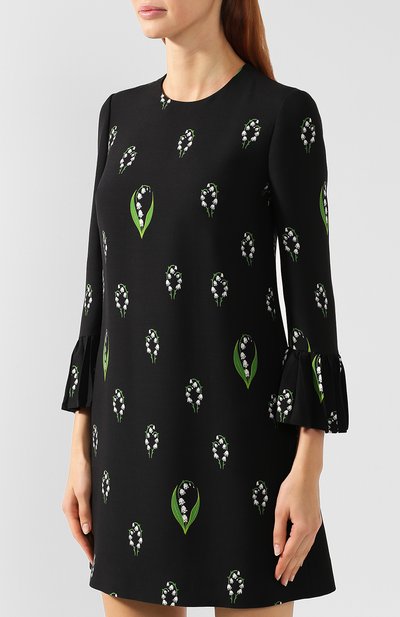 Платье из смеси шерсти и шелка VALENTINO черного цвета по цене 299500 руб., арт. SB3VAMW34PS, фото 3 Платье из смеси шерсти и шелка VALENTINO, арт. SB3VAMW34PS, фото 3