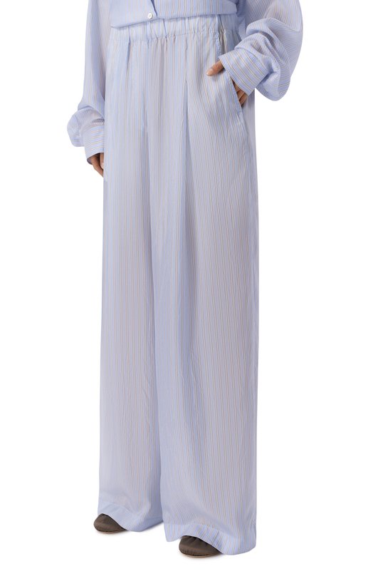 Хлопковые брюки Dries Van Noten 130909/3276 Голубой  130909/3276 Фото 3