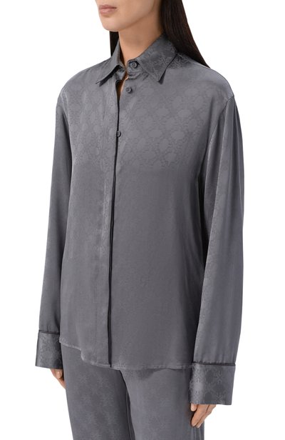 Атласная рубашка OFF-WHITE серого цвета по цене 93700 руб., арт. 2FB00494T, фото 3 Атласная рубашка OFF-WHITE, арт. 2FB00494T, фото 3