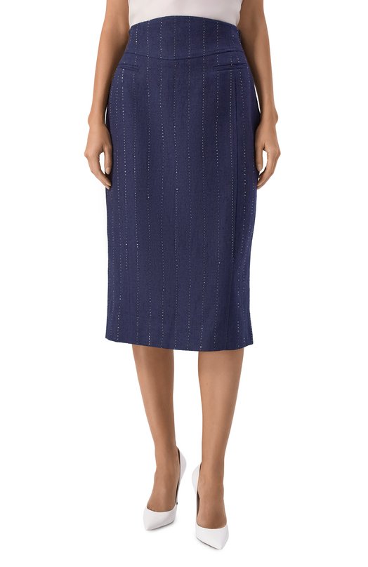 Юбка изо льна и шерсти Kiton D61220K0940 Синий  D61220K0940 Фото 3