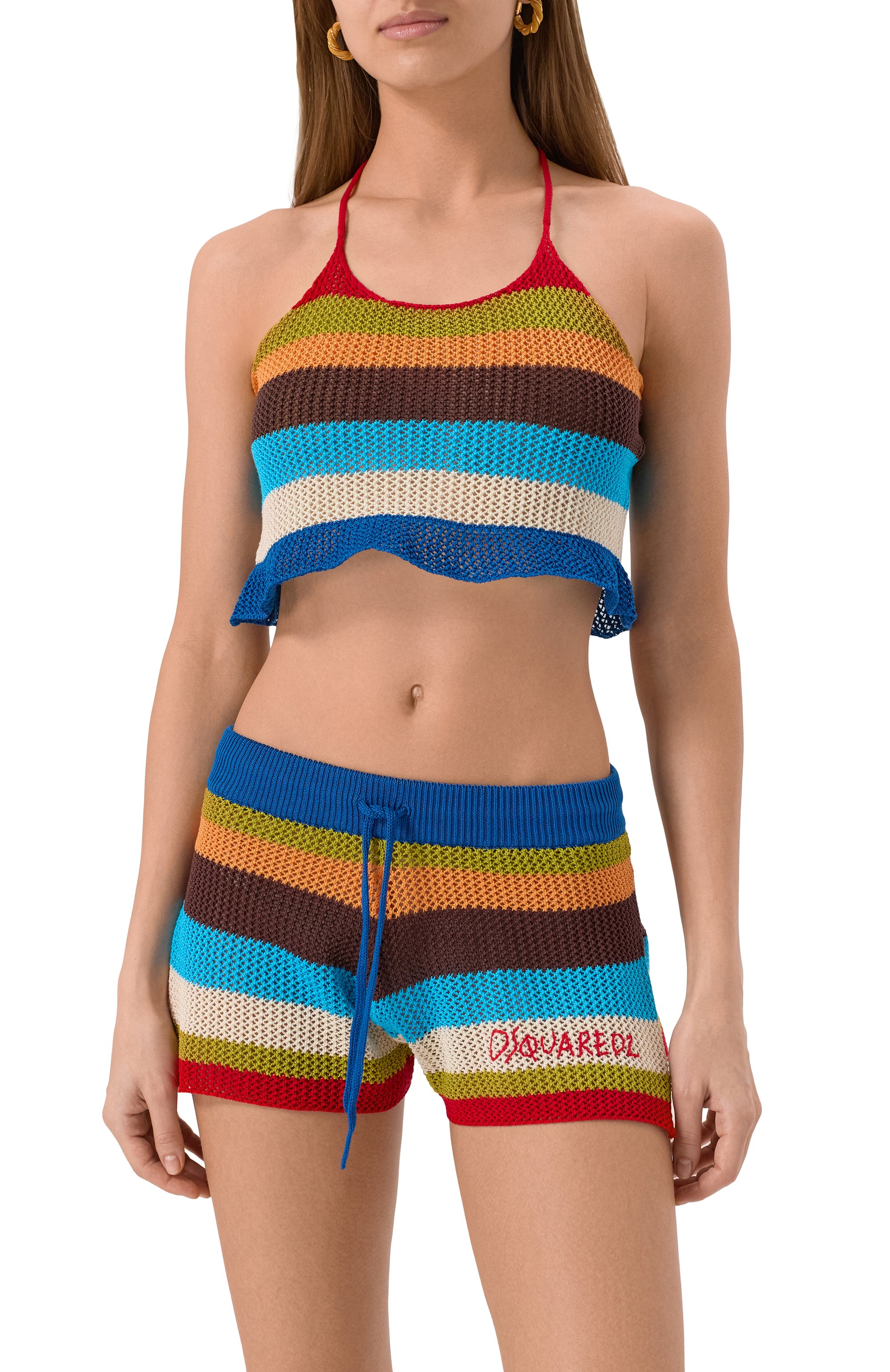 Хлопковый топ DSQUARED2 разноцветного цвета по цене 44600 руб., арт. S73HA0171/D13128, фото 3 Хлопковый топ DSQUARED2, арт. S73HA0171/D13128, фото 3