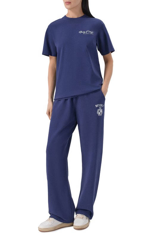 Хлопковая футболка Sporty and Rich T004365264BL106 Синий  T004365264BL106 Фото 2