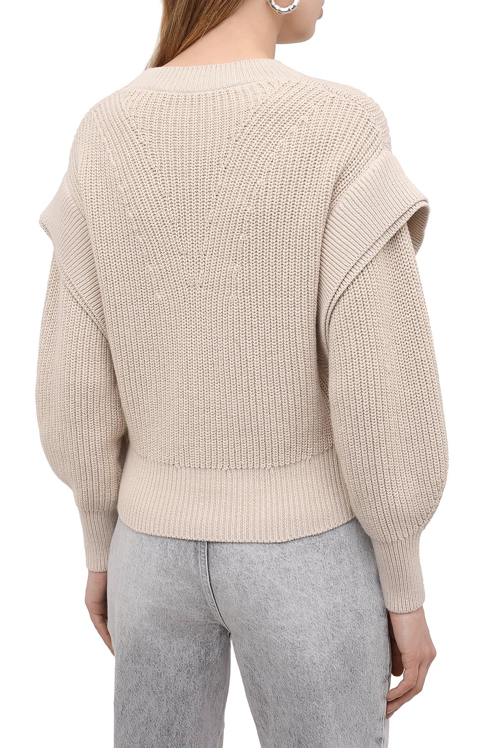 Хлопковый пуловер IRO бежевого цвета по цене 43400 руб., арт. WP12KHARLA, фото 4 Хлопковый пуловер IRO, арт. WP12KHARLA, фото 4