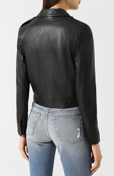 Укороченная кожаная куртка на пуговицах SAINT LAURENT, арт. 534954/Y5QQ2, фото 4
