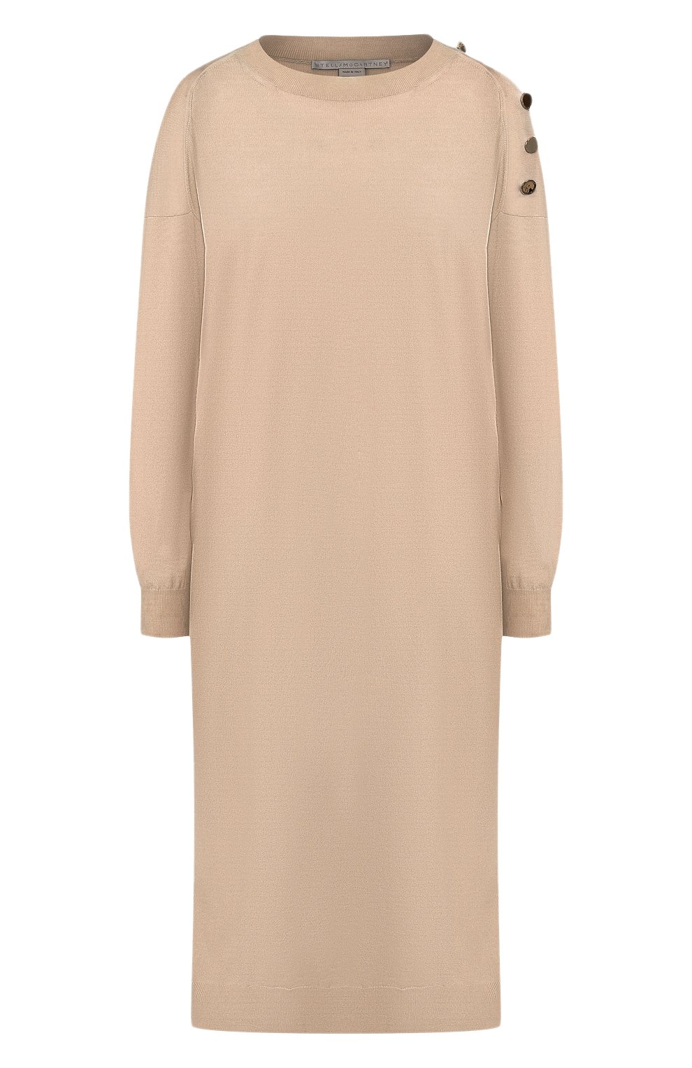 Платье из смеси шерсти и шелка STELLA MCCARTNEY бежевого цвета по цене 121000 руб., арт. 269330/S2087, фото 1 Платье из смеси шерсти и шелка STELLA MCCARTNEY, арт. 269330/S2087, фото 1