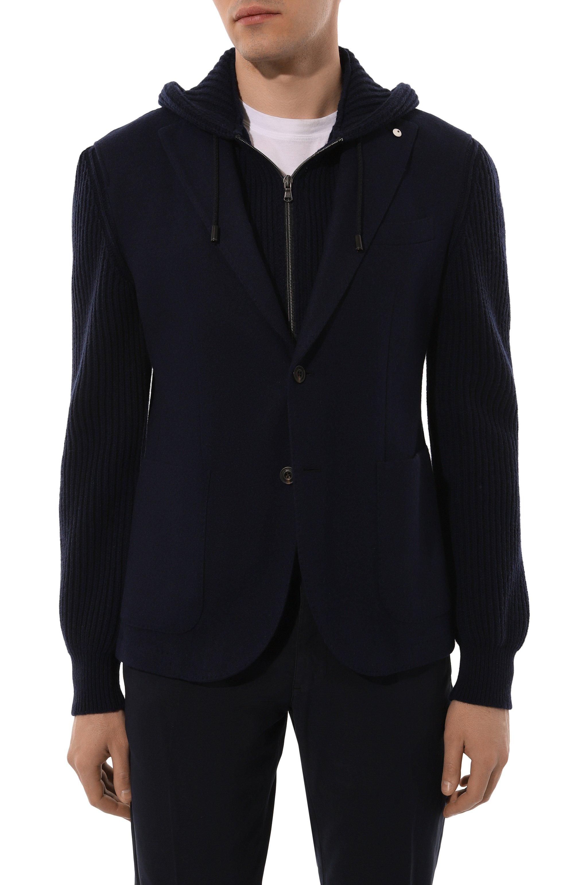 Шерстяной пиджак L.B.M. 1911 темно-синего цвета по цене 97250 руб., арт. 2826/35700, фото 4 Шерстяной пиджак L.B.M. 1911, арт. 2826/35700, фото 4