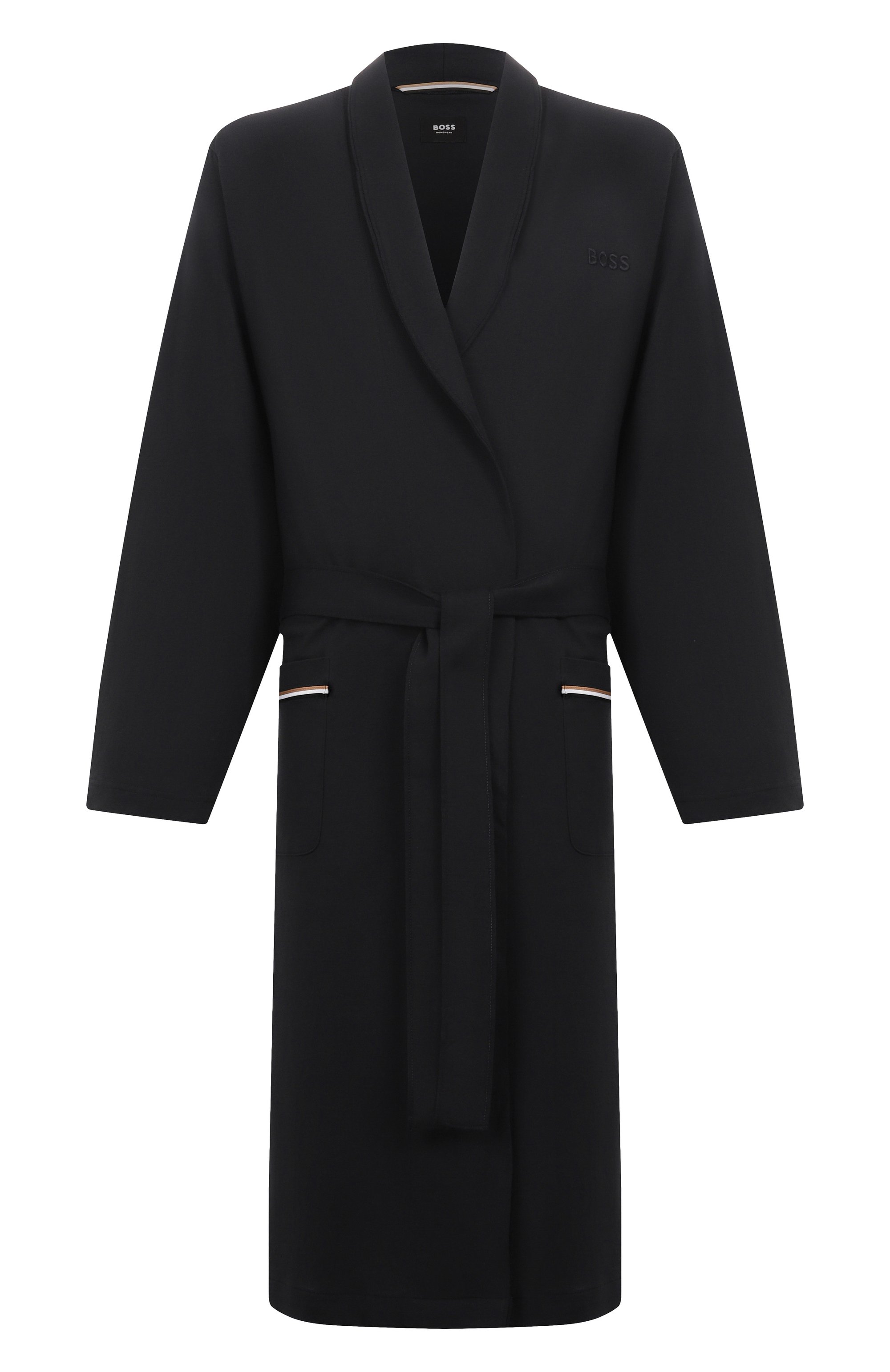 Хлопковый халат BOSS черного цвета по цене 17950 руб., арт. 50545943, фото 1 Хлопковый халат BOSS, арт. 50545943, фото 1