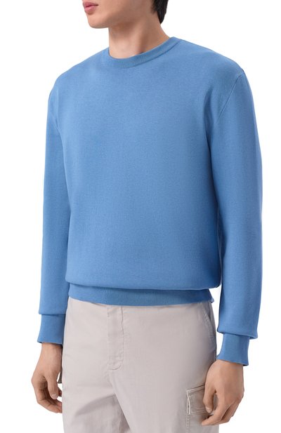 Джемпер из шелка и хлопка MVST голубого цвета по цене 128000 руб., арт. M26.2PM.K122/Y202, фото 3 Джемпер из шелка и хлопка MVST, арт. M26.2PM.K122/Y202, фото 3