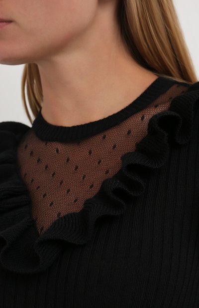 Шерстяной пуловер REDVALENTINO черного цвета по цене 49950 руб., арт. UR3KC01G/5A7, фото 5 Шерстяной пуловер REDVALENTINO, арт. UR3KC01G/5A7, фото 5
