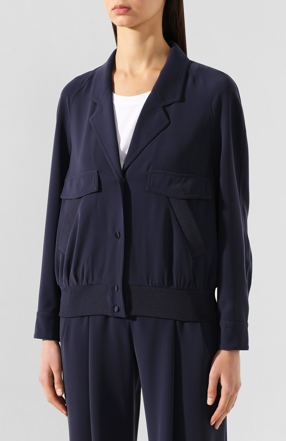 Жакет EMPORIO ARMANI темно-синего цвета по цене 58250 руб., арт. 3H2B61/2NWAZ, фото 3 Жакет EMPORIO ARMANI, арт. 3H2B61/2NWAZ, фото 3