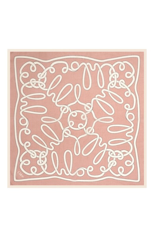 Платок из хлопка и шелка Chloé CHC24WT051BND Розовый  CHC24WT051BND Фото 4