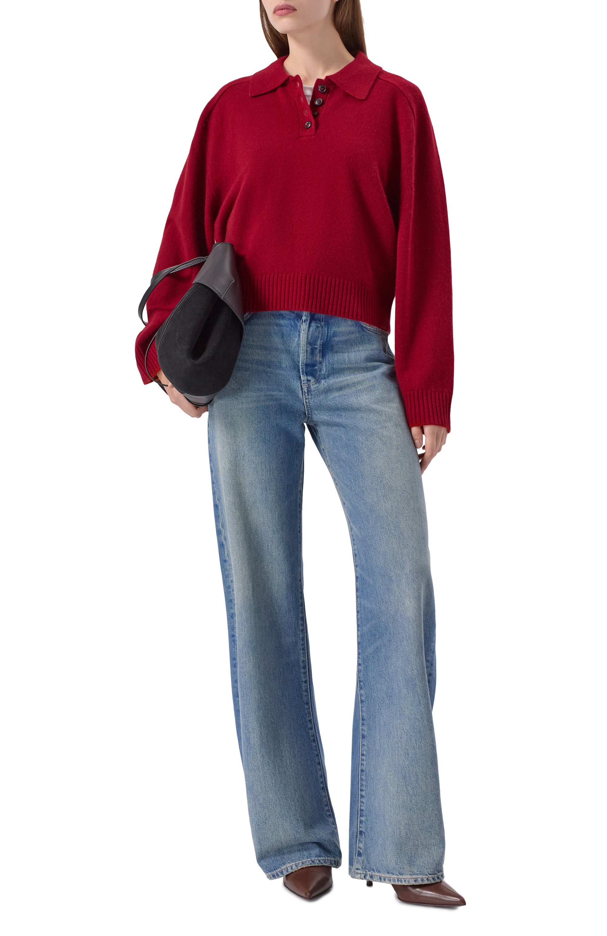 Кашемировое поло LOULOU DE SAISON бордового цвета по цене 55600 руб., арт. H0MERE LDS, фото 2 Кашемировое поло LOULOU DE SAISON, арт. H0MERE LDS, фото 2