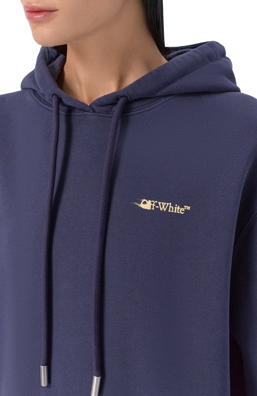 Хлопковое худи Off-White 0WBB035F25FLE002 Синий  0WBB035F25FLE002 Фото 5