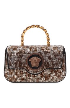 Женская сумка medusa mini VERSACE золотого цвета, арт. 1013439/1A12323 | Фото 1 (Драгоценные камни: Проставлено; Ремень/цепочка: На ремешке; Размер: mini; Материал сплава: Проставлено; Материал: Текстиль; Женское Кросс-КТ: Вечерняя сумка)