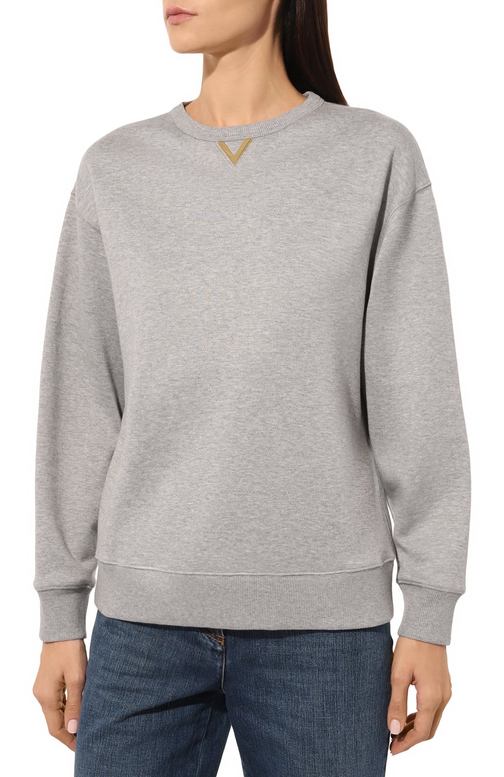 Хлопковый свитшот VALENTINO серого цвета по цене 134500 руб., арт. 5B3MF23F8PU, фото 3 Хлопковый свитшот VALENTINO, арт. 5B3MF23F8PU, фото 3