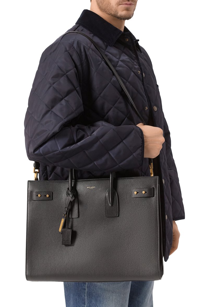 Мужская сумка-тоут sac du jour SAINT LAURENT черного цвета, арт. 631526/DTI0W | Фото 2 (Материал: Натуральная кожа; Размер: large; Ремень/цепочка: На ремешке)