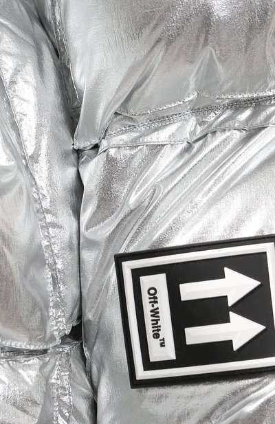 Пуховик с поясом OFF-WHITE серебряного цвета по цене 428500 руб., арт. 0WEA191F19F760509100, фото 5 Пуховик с поясом OFF-WHITE, арт. 0WEA191F19F760509100, фото 5