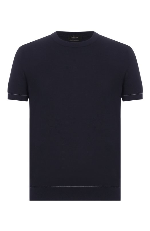 Хлопковый джемпер Brioni UMR00L/P0K15 Синий UMR00L/P0K15