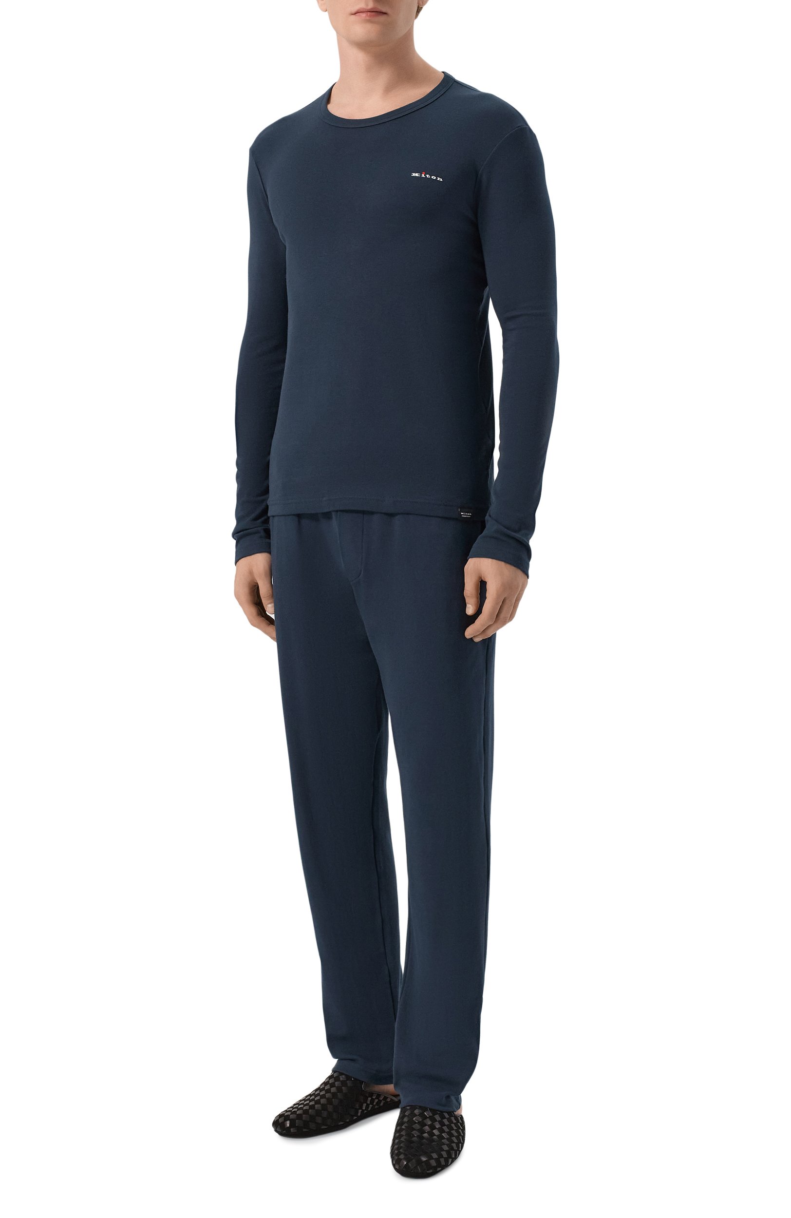 Хлопковый лонгслив KITON темно-синего цвета по цене 48950 руб., арт. UNWM012K0263L, фото 2 Хлопковый лонгслив KITON, арт. UNWM012K0263L, фото 2