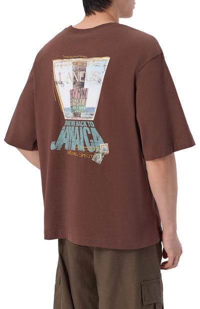 Хлопковая футболка LANEUS темно-коричневого цвета по цене 15850 руб., арт. S6LAMATH118, фото 4 Хлопковая футболка LANEUS, арт. S6LAMATH118, фото 4