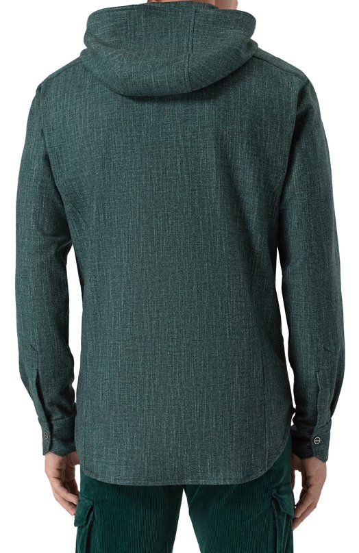 Рубашка из шерсти и шелка Kiton UMCMARK0119G12 Зелёный  UMCMARK0119G12 Фото 4