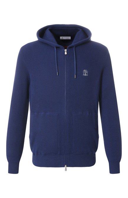 Мужской хлопковый кардиган BRUNELLO CUCINELLI синего цвета, арт. M29200416G | Фото 1 (Рукава: Длинные; Материал сплава: Проставлено; Драгоценные камни: Проставлено; Материал внешний: Хлопок; Длина (для топов): Стандартные; Стили: Кэжуэл; Мужское Кросс-КТ: Кардиган-одежда)