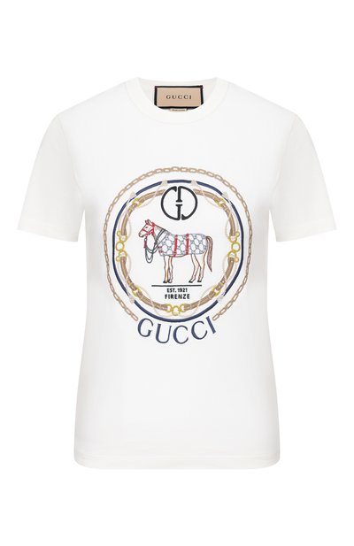 Женская хлопковая футболка GUCCI, арт. 748287/XJGDJ