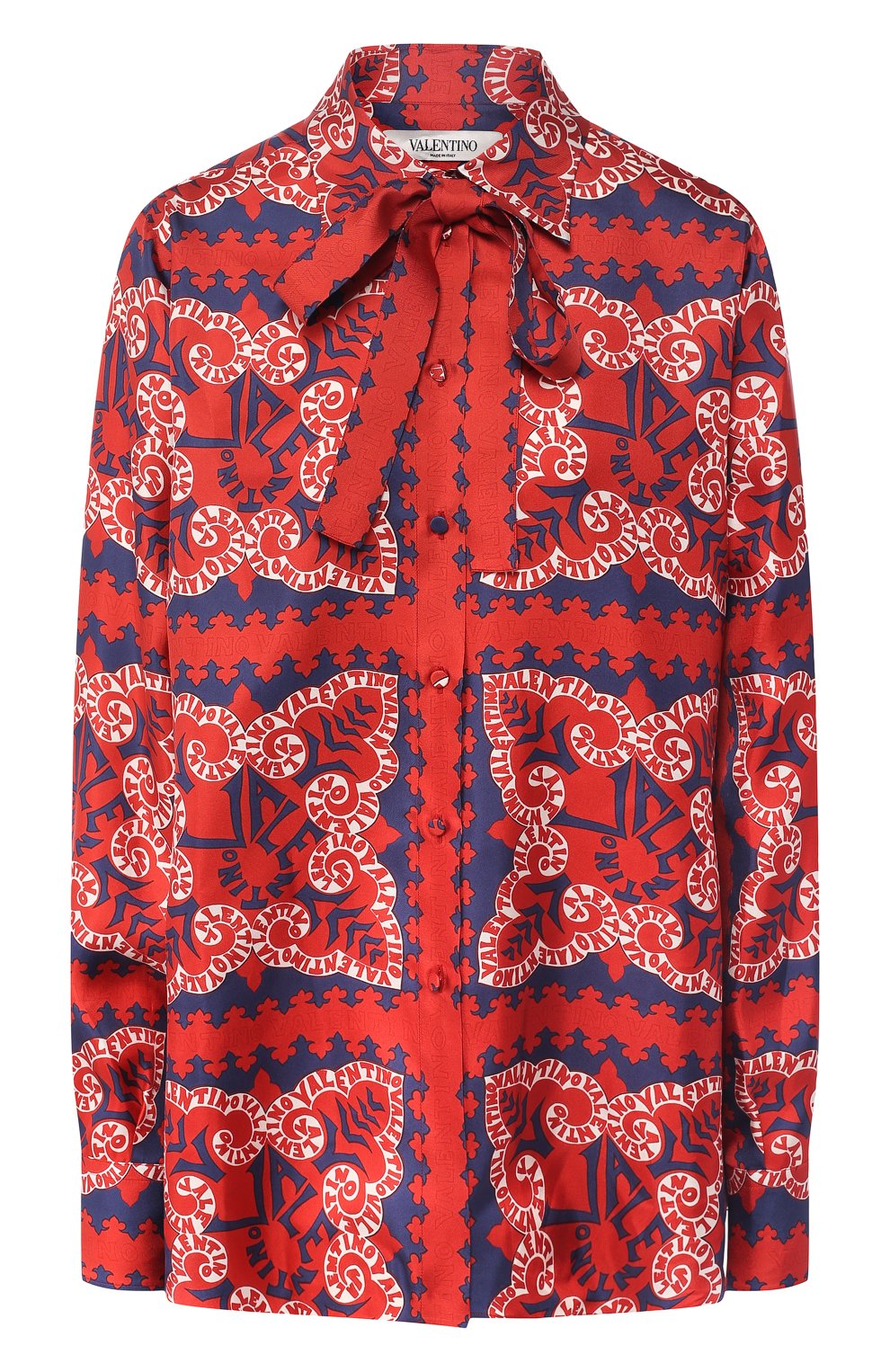 Шелковая блузка VALENTINO красного цвета по цене 145000 руб., арт. RB3AB12M4EQ, фото 1 Шелковая блузка VALENTINO, арт. RB3AB12M4EQ, фото 1