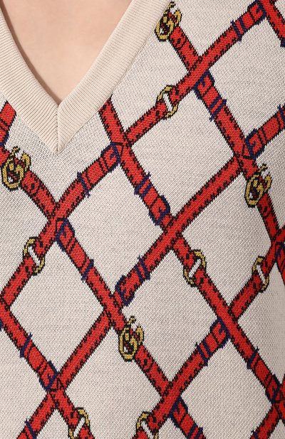 Шерстяной пуловер GUCCI бежевого цвета по цене 89950 руб., арт. 595516/XKA0Z, фото 5 Шерстяной пуловер GUCCI, арт. 595516/XKA0Z, фото 5