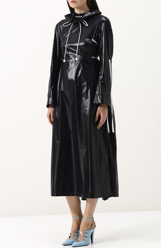 Платье-миди с контрастной отделкой и воротником-стойкой CALVIN KLEIN 205W39NYC Чёрный, фото 3