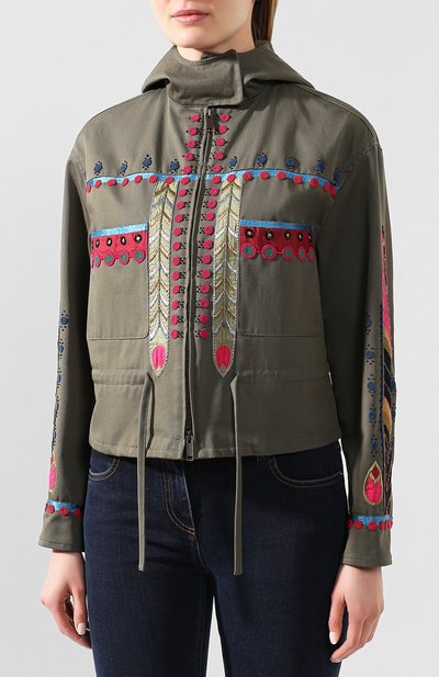 Хлопковая куртка VALENTINO хаки цвета по цене 545500 руб., арт. TB3CE01T2Q9, фото 3 Хлопковая куртка VALENTINO, арт. TB3CE01T2Q9, фото 3
