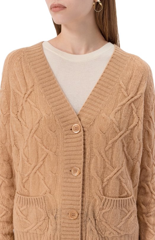 Кардиган из шерсти и кашемира Ermanno Scervino D474N500DGE Бежевый  D474N500DGE Фото 5
