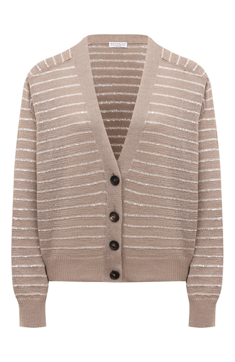 Женский хлопковый кардиган BRUNELLO CUCINELLI бежевого цвета, арт. M7876B1330 | Фото 1 (Рукава: Длинные; Длина (для топов): Стандартные; Материал внешний: Хлопок; Женское Кросс-КТ: кардиган-трикотаж; Стили: Кэжуэл; Застежка: Пуговицы; Автоматизация состава: Проставлено; Автоматизация ТО: Проставлено)