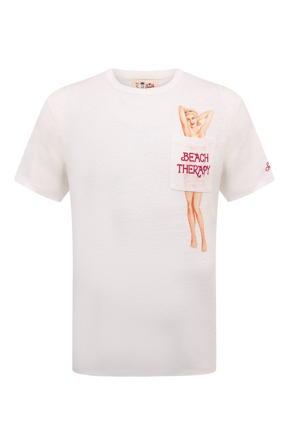 Льняная футболка MC2 SAINT BARTH белого цвета по цене 12650 руб., арт. STBM ECSTASEA/ECS0001/02925B, фото 1 Льняная футболка MC2 SAINT BARTH, арт. STBM ECSTASEA/ECS0001/02925B, фото 1