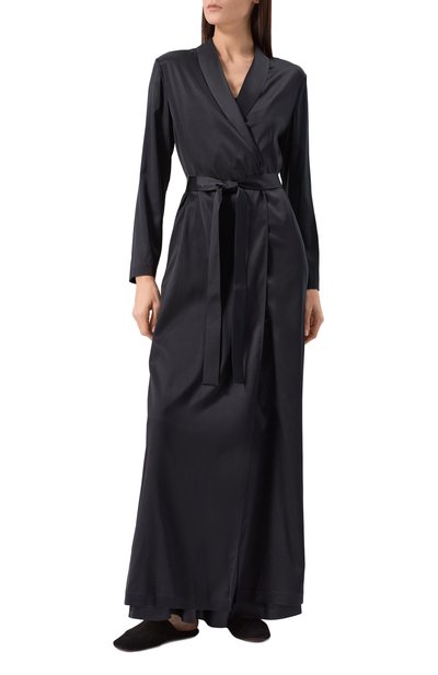 Шелковый халат EDOMO черного цвета по цене 77900 руб., арт. C011003FW2324, фото 3 Шелковый халат EDOMO, арт. C011003FW2324, фото 3