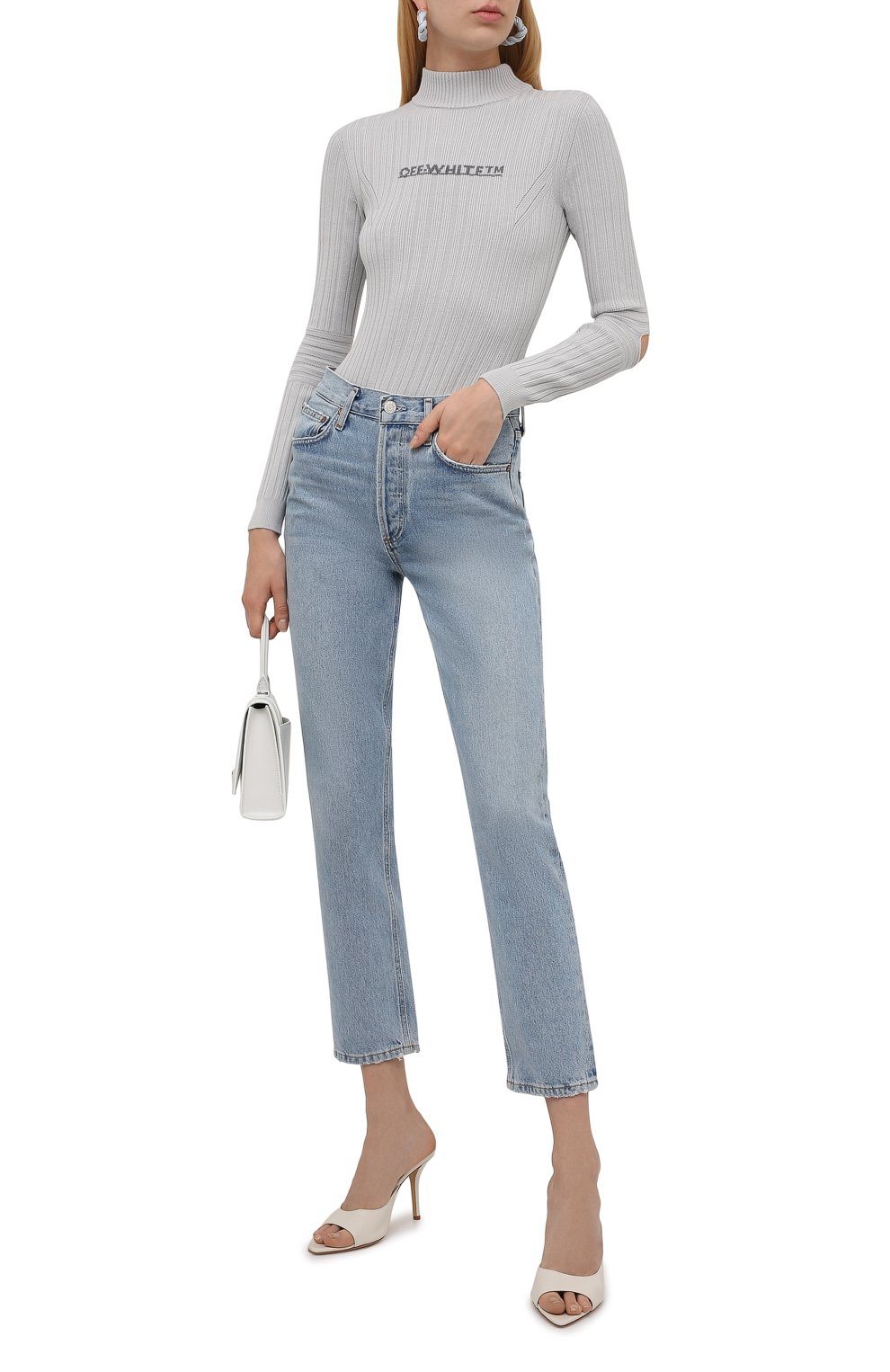 Боди из вискозы OFF-WHITE серого цвета по цене 65950 руб., арт. 0WHF025F21KNI001, фото 2 Боди из вискозы OFF-WHITE, арт. 0WHF025F21KNI001, фото 2